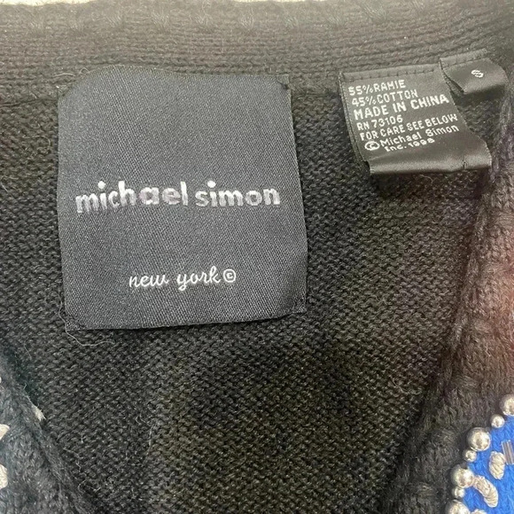 Vintage Michael Simon Black Rainbow Appliqué Circle Sweater Vest Sz S - Picture 7 of 7